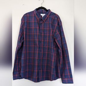 CK Blue and Red Flannel Button Down, XXL, Formal, Business attire